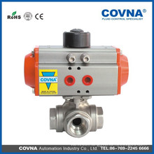 3 way ball valve with spring return pneumatic AT actuator